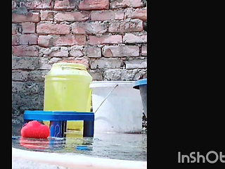 The village woman bathes in the open, undresses, entices everyone