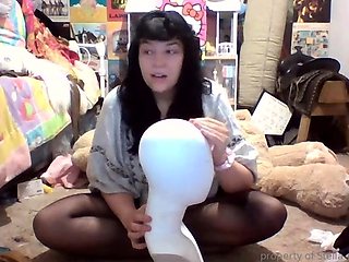 Hot ass brunette vibrator close up masturbation