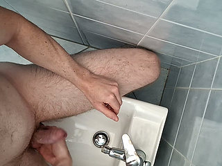 Washing penis and balls at work