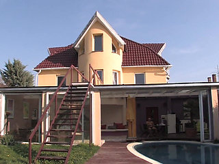 60 years old granny fucks in the garden