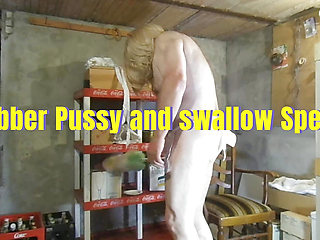 Fuck the Rubber Pussy and Swallow Sperm