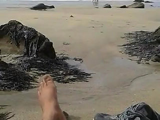 Mastubation outdoor on the beach