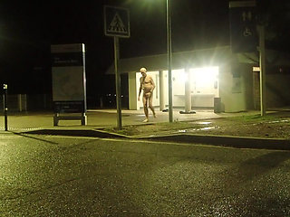 Winter show off on a motorway service area