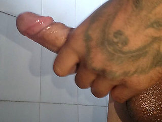 Solo Indian Boy Doing oil massage cum out