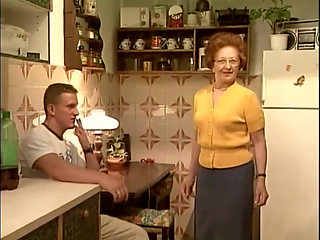 Granny hairy pussy fucking in the kitchen