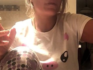 Amateur blonde does solo dildo tease on webcam