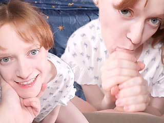 Stepsis in Cute Pajamas Treated Me to a Bedtime Blowjob and Took a Warm Load in Her Mouth