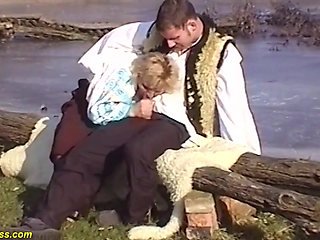 Ugly granny fucked outdoor