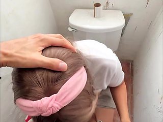 Mexican 18+ teen gives her head and gets fucked in a public toilet