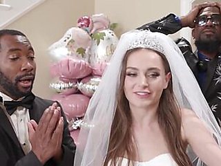 Petite bride Aften Opal group fucked by five big black cocks before wedding