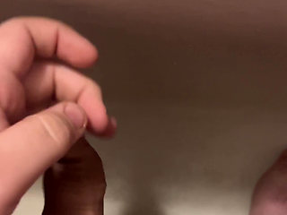 Jerking off a Small Cock in the Bathroom and Cumming