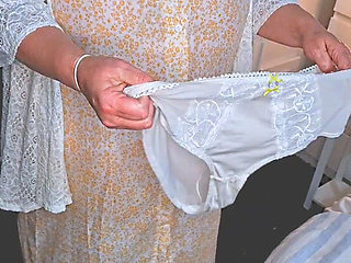 Granny Creams Her Hairy Bush While Thinking Of Your Cock - BBW MILF With Big Tits