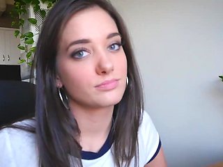 Brunette babe Gia devours Tony's dick in a steamy POV blowjob