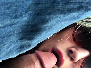 Real amateur blonde gives a hot POV blowjob on the train