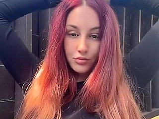 Smoking Outdoor Along Hair Fetish and Boobs Flash
