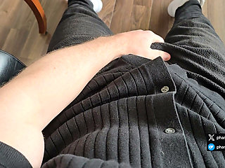 Lunch Break - Masked German Daddy Rubs His Fat Cock Through White Calvin Klein