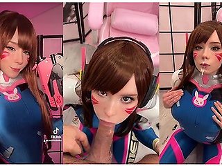 Girl Cosplay D.va From Overwatch And Sucks Dick Till Facial