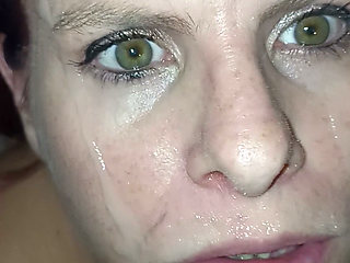 Jade in the bathroom sucks cum on my face