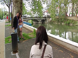 Big boobed French babes sharing dick and cum in anal FFM threesome