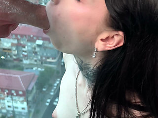 I’m Sucking a Big Dildo on My Balcony Xd