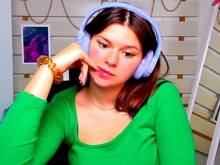 Cute curly brunette solo webcam masturbation