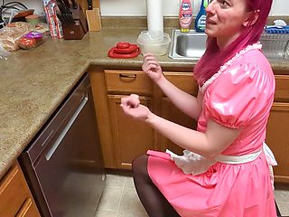Pvc dress, feminization, housewife