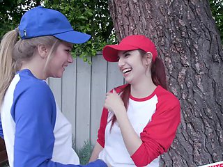 April & Taylor take turns pleasuring Eric's thick cock in a wild foursome