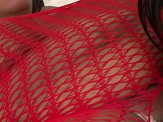 Massive tits black chick in bed rubbing their twats with dildo