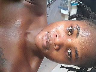 Black ass queen with natural beauty showing her creamy shavad pussy and saggy tits