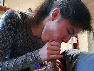 Morning Blowjob to Wake Up - Sweet and Gentle BJ from Innocent Brunette Teen