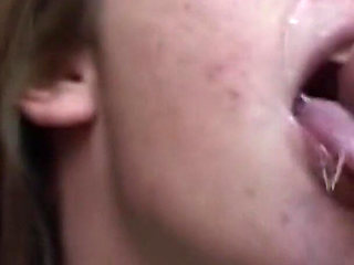 Mature Brunette Licks Dripping Wet Cock Head Smiling