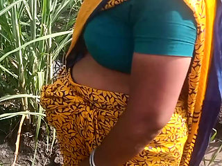 Desi- Friend's wife holding and squeezing breasts in guava plantation