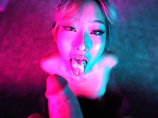 Asian slut eats my ass and blows my big dick till cum in her mouth