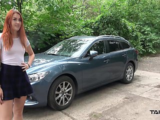 Redhead Gets Screwed On The Backseat In The Pick Up Van