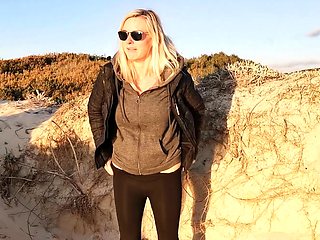 Blonde teen nudist Virginie at beach