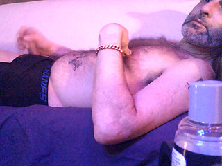 Mature Hairy Italian Man ejaculates sperm on the couch