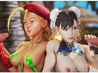 Chun Li And Cammy Get Fucked On The Beach