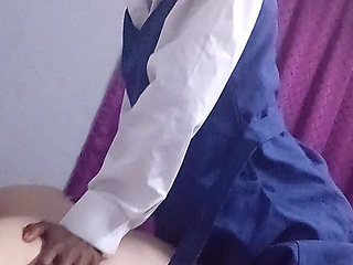 Black Girl Sucks and Rides White Cocl in Uniform