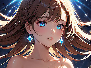 Swirl of Light: a Beautiful Young Woman Brushing Her Hair Aside