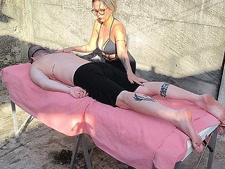 Nude Massage Outdoors with Hot Blonde