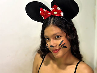 Little Minnie Mouse got very horny this Halloween night.