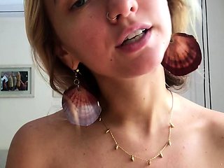 Cute blonde with big boobs solo