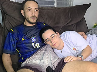 Stepsister is seduced by her stepbrother while watching the Brazil game