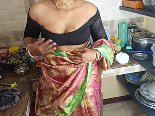 Married women Hot sex while cooking in kitchen