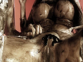 Smeared Girls Scene 4: Big-ass Brunette in Lingerie Covered in Chocolate Fucking Hard Until Facial