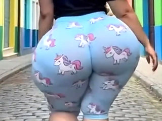 Pajama ass walking in the neighborhood