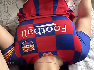 Hot Cheerleader with a Big Ass Fucks Two Cocks