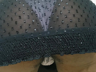 Hot Brunette petite babe in a Hot Dress with Panties to show her tight pussy