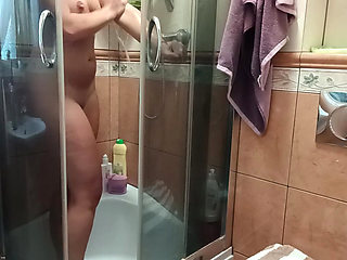 pissing and masturbating in the shower