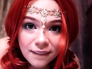 Redhead close up of her very big pussy